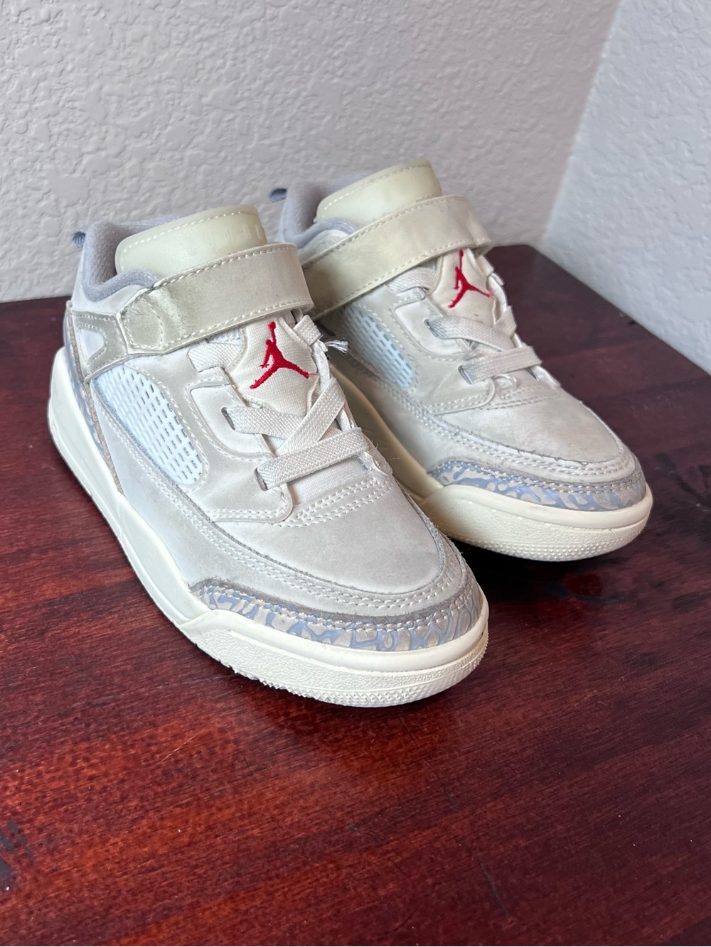 Nike Jordan Spizike Low in a "Sail" and "University Red" colorway